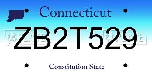 ZB2T529 Connecticut License Plate