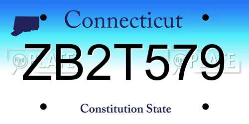 ZB2T579 Connecticut License Plate