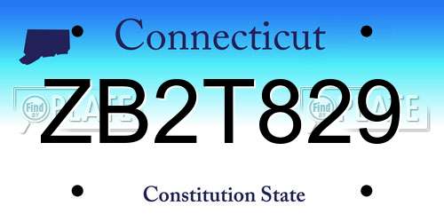 ZB2T829 Connecticut License Plate