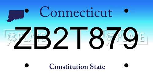 ZB2T879 Connecticut License Plate