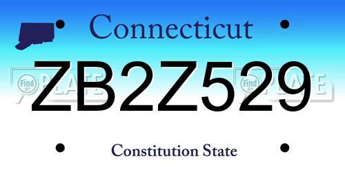 ZB2Z529 Connecticut License Plate