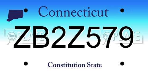 ZB2Z579 Connecticut License Plate