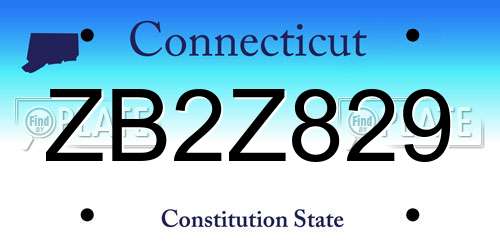ZB2Z829 Connecticut License Plate