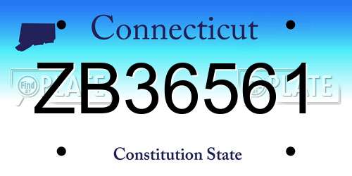ZB36561 Connecticut License Plate