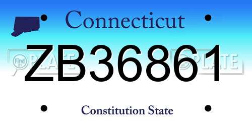 ZB36861 Connecticut License Plate