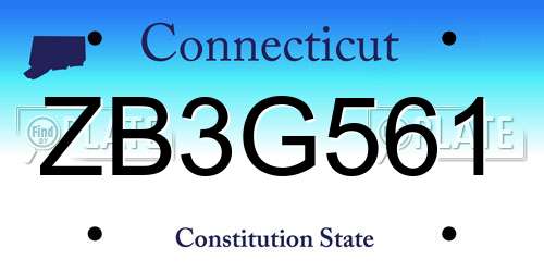ZB3G561 Connecticut License Plate