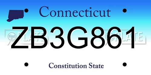 ZB3G861 Connecticut License Plate
