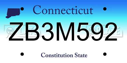 ZB3M592 Connecticut License Plate
