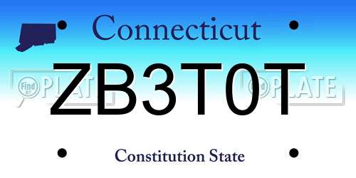 ZB3T0T Connecticut License Plate