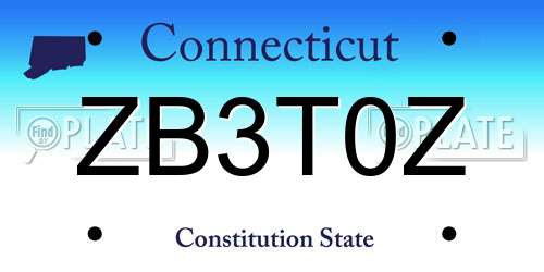 ZB3T0Z Connecticut License Plate