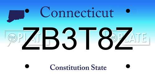 ZB3T8Z Connecticut License Plate