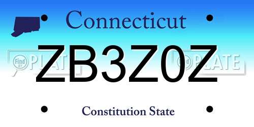 ZB3Z0Z Connecticut License Plate