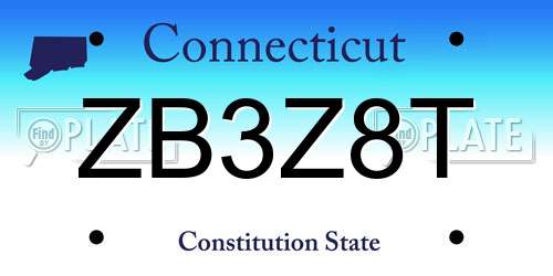 ZB3Z8T Connecticut License Plate