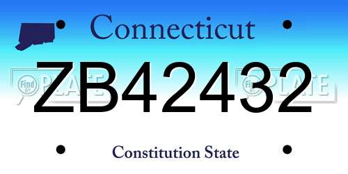 ZB42432 Connecticut License Plate