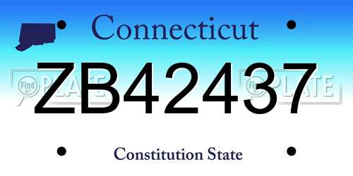 ZB42437 Connecticut License Plate