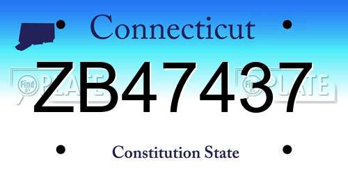 ZB47437 Connecticut License Plate