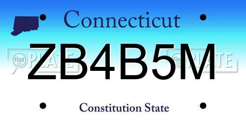 ZB4B5M Connecticut License Plate