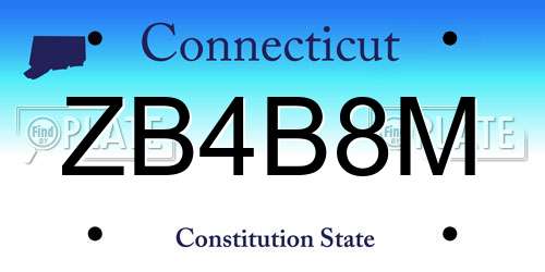 ZB4B8M Connecticut License Plate