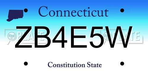 ZB4E5W Connecticut License Plate