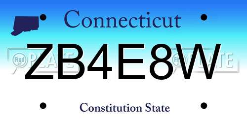 ZB4E8W Connecticut License Plate