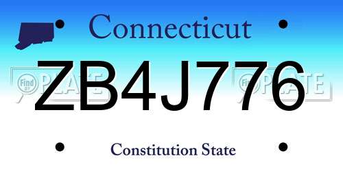 ZB4J776 Connecticut License Plate