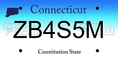 ZB4S5M Connecticut License Plate