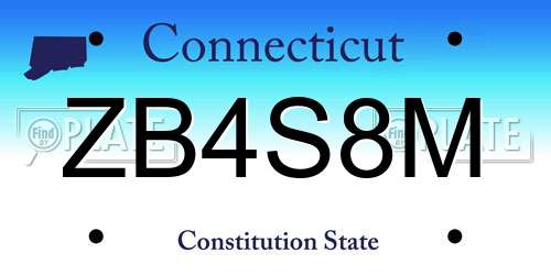 ZB4S8M Connecticut License Plate