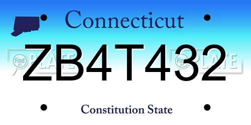 ZB4T432 Connecticut License Plate