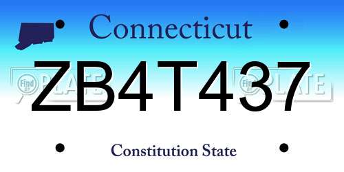 ZB4T437 Connecticut License Plate