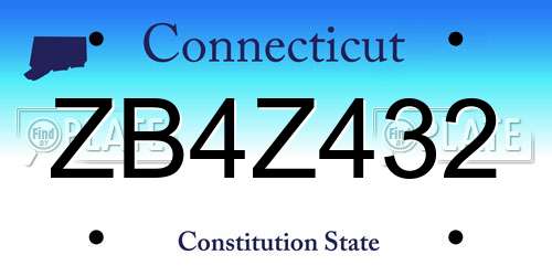 ZB4Z432 Connecticut License Plate