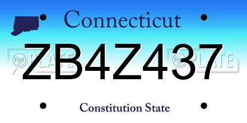 ZB4Z437 Connecticut License Plate