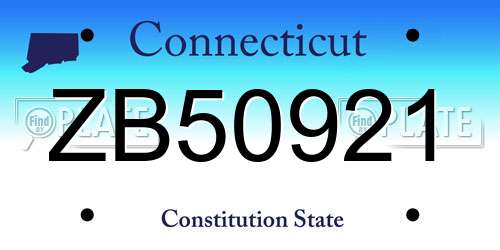 ZB50921 Connecticut License Plate
