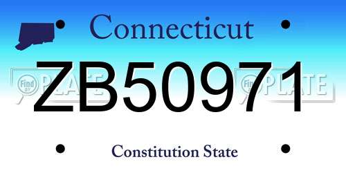 ZB50971 Connecticut License Plate