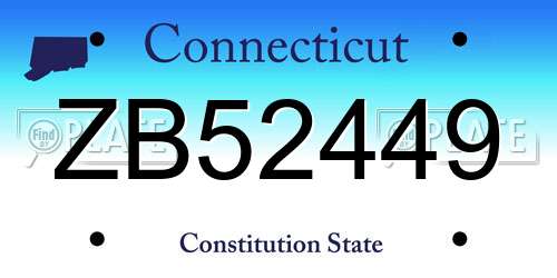 ZB52449 Connecticut License Plate