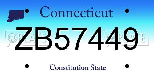 ZB57449 Connecticut License Plate