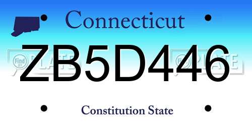 ZB5D446 Connecticut License Plate