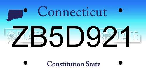 ZB5D921 Connecticut License Plate