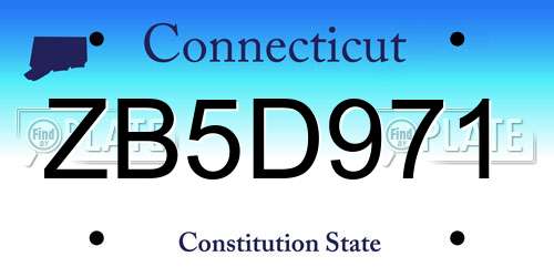 ZB5D971 Connecticut License Plate