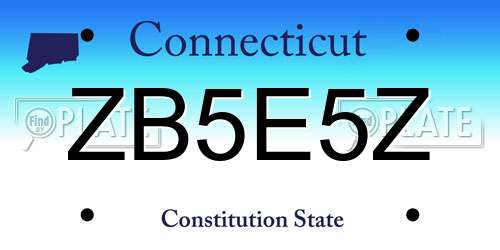 ZB5E5Z Connecticut License Plate