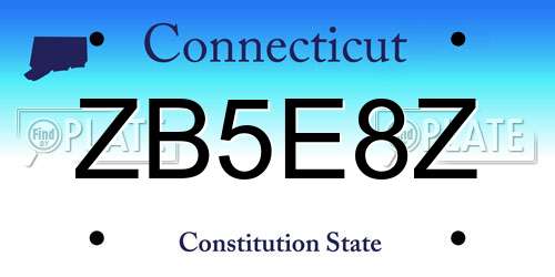 ZB5E8Z Connecticut License Plate