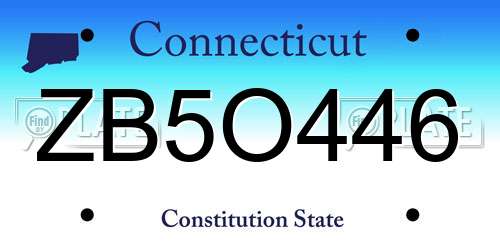 ZB5O446 Connecticut License Plate