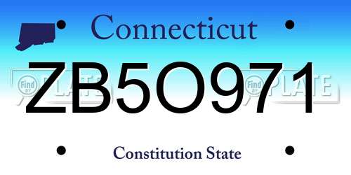 ZB5O971 Connecticut License Plate