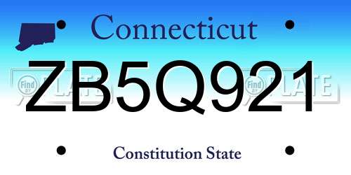 ZB5Q921 Connecticut License Plate