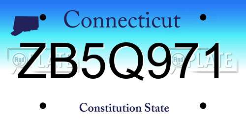 ZB5Q971 Connecticut License Plate
