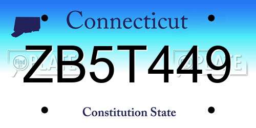 ZB5T449 Connecticut License Plate