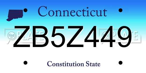 ZB5Z449 Connecticut License Plate