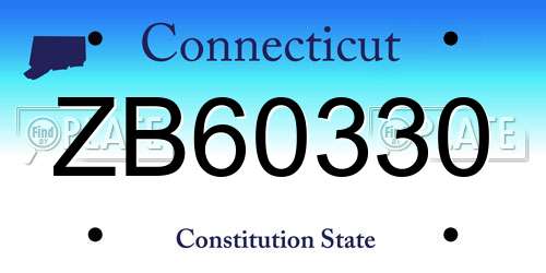 ZB60330 Connecticut License Plate