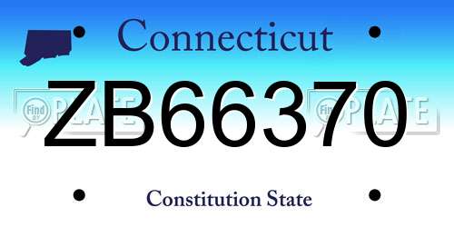 ZB66370 Connecticut License Plate