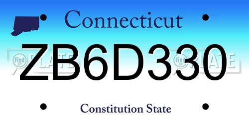 ZB6D330 Connecticut License Plate