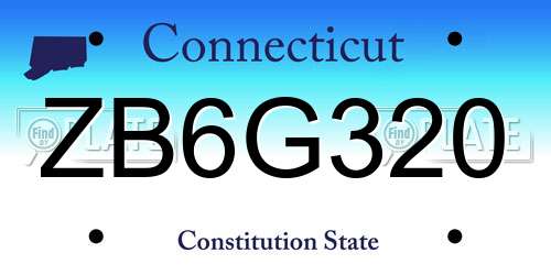 ZB6G320 Connecticut License Plate